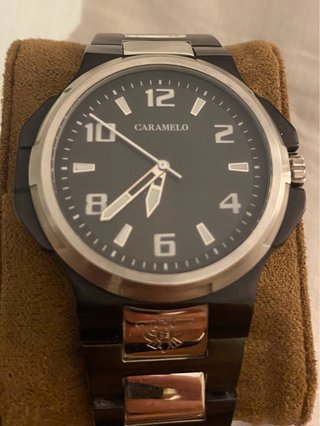 Reloj Caramelo Negro y Plateado