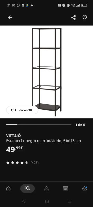 Estantería Vittsjö Ikea Negra/Marrón
