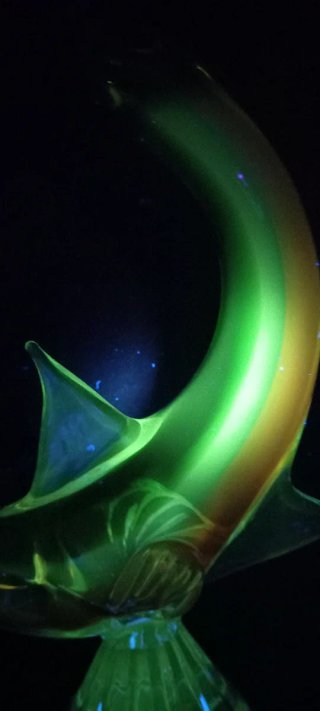 Raro Squalo Murano Anni '60 Vetro Sommerso Uranio