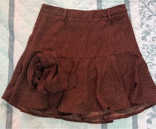 Falda Marrón con Estampado de Lunares