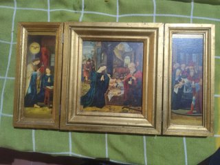 Tríptico religioso madera