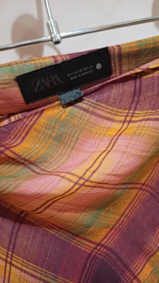 Falda larga cuadros Zara