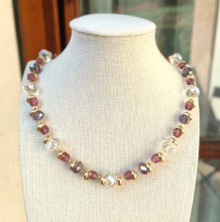 Collana cristalli viola e oro