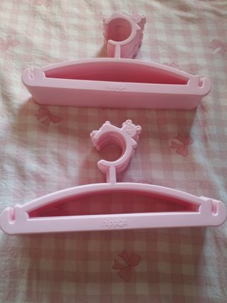 Lote 20 Perchas Infantiles Hippos Rosas