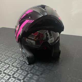 Casco Moto Modular Talla S Negro/Rosa