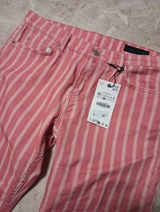 Pantaloni Zara a righe rosa taglia M