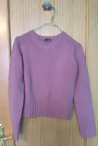 Maglione rosa con scollo a V di Zara Taglia M