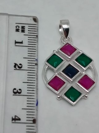 Ciondolo in Argento 925 con Rubino, Smeraldo e Zaffiro