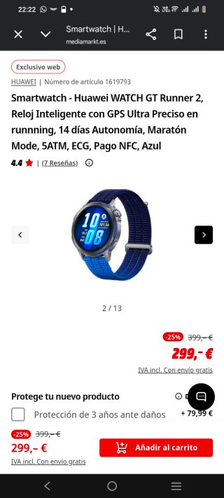 Huawei Watch GT Runner 2 Nuevo. Naranja/Blanco