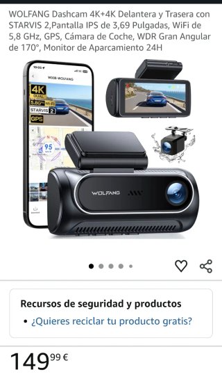 Dashcam WOLFANG 4K Delantera y Trasera
