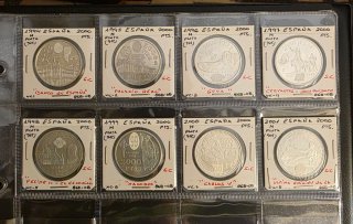 Colección 8 Monedas Plata 2000 Pesetas (1994-2001)