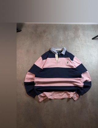 Polo Rugby Ralph Lauren Manga Larga Rosa y...