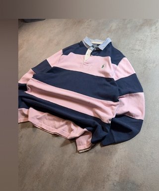 Polo Rugby Ralph Lauren Manga Larga Rosa y...