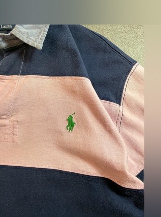 Polo Rugby Ralph Lauren Manga Larga Rosa y...