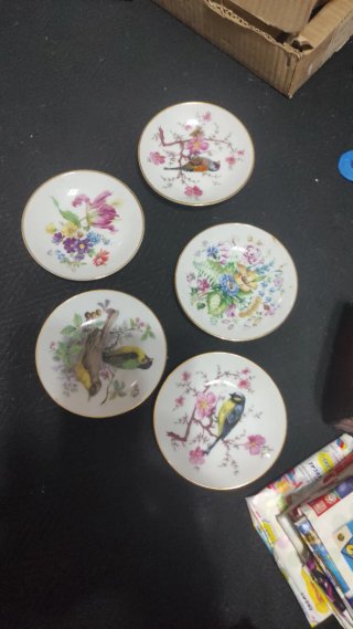 Lote de 5 Platos Vintage con Motivos Florales