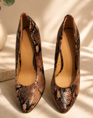 Zapatos de salón con estampado de serpiente