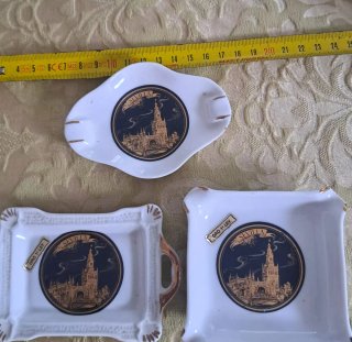 Set de 3 Ceniceros de Porcelana de Sevilla