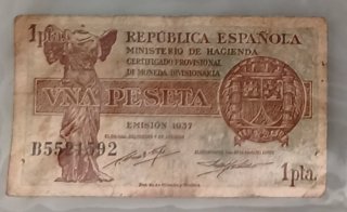 Billete 1 Peseta República Española 1937