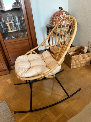 Mecedora Sklum Bambú y Metal Beige