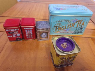 Set 5 Scatole Latta Tè Inglese