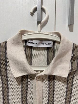 Camisa Bershka rayas beige y marrón S