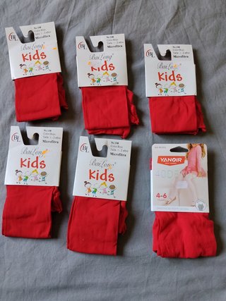 Pantys rojos 1-2 y 4-6 años Lote de (6)