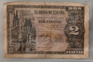 Billete 2 Pesetas Burgos 1938