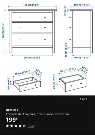 Cómoda Ikea Hemnes Madera maciza