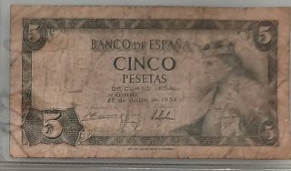 Billete 5 Pesetas 1954 Banco de España