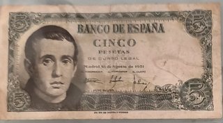 Billete 5 Pesetas 1951 Banco de España