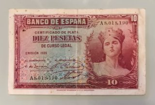 Billete 10 Pesetas Banco de España 1935