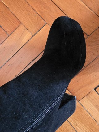 Botines negros de ante con tacón y plataforma Tall