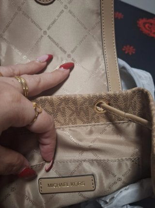 Mochila Michael Kors Logo MK Beige
