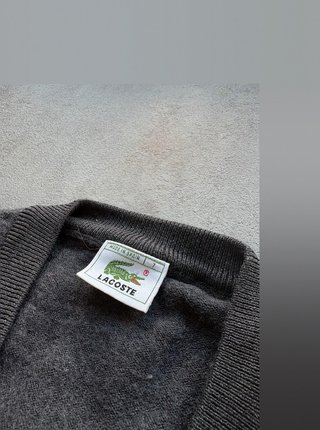 Jersey Lacoste de Pico Gris y Verde Oscuro -...
