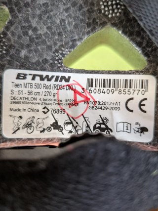 Casco Bici Niño B'Twin500 S 51-56 cm + Guantes