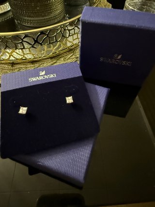 Pendientes Swarovski Cuadrados Plata