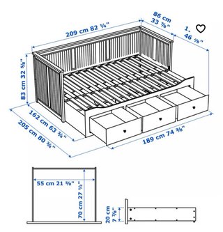 Estructura diván blanco con 3 cajones
