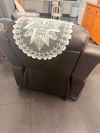 Sillón elevable piel sintética marrón