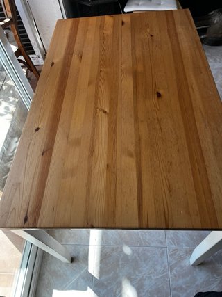 Mesa Ikea HAUGA madera abedul y blanco 118x74 cm
