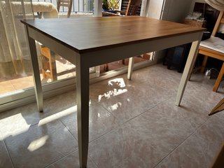 Mesa Ikea HAUGA madera abedul y blanco 118x74 cm