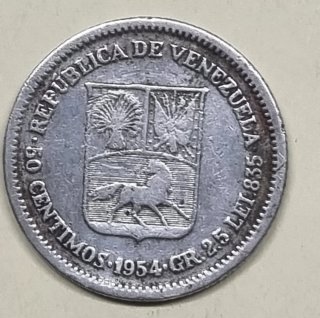VENEZUELA:Monedas 50 Ctmos 54 y 1 Bolívar 60 plata