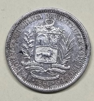 VENEZUELA:Monedas 50 Ctmos 54 y 1 Bolívar 60 plata