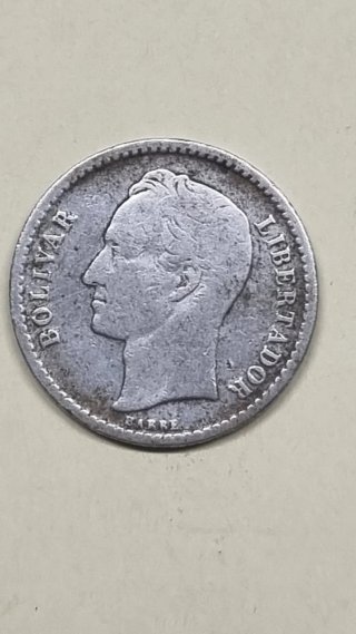 VENEZUELA:Monedas 50 Ctmos 54 y 1 Bolívar 60 plata