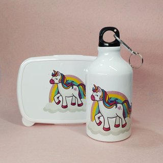 Botella y tupper infantil personalizado unicornio