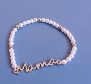 Pulsera con abalorios y detalle Mamá