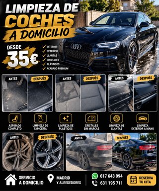 Limpieza de coches a domicilio desde 35€