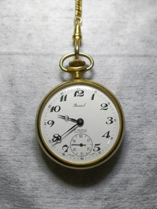 Orologio da tasca Bassel svizzero + catena placcata