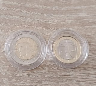 Monedas Italia 2€ 2024 y 1€ 2022 común S/C