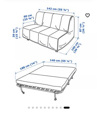 Sofá cama IKEA LYCKSELE HÅVET 2 plazas SEMINUEVO