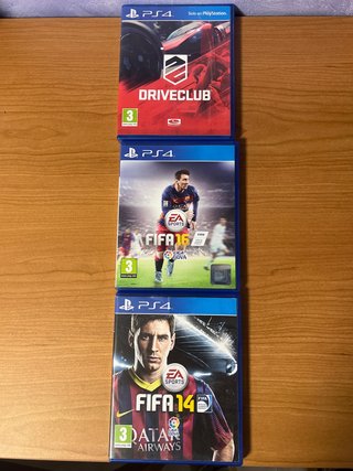 Lote 3 Juegos PS4: FIFA 14, FIFA 16 y Driveclub.